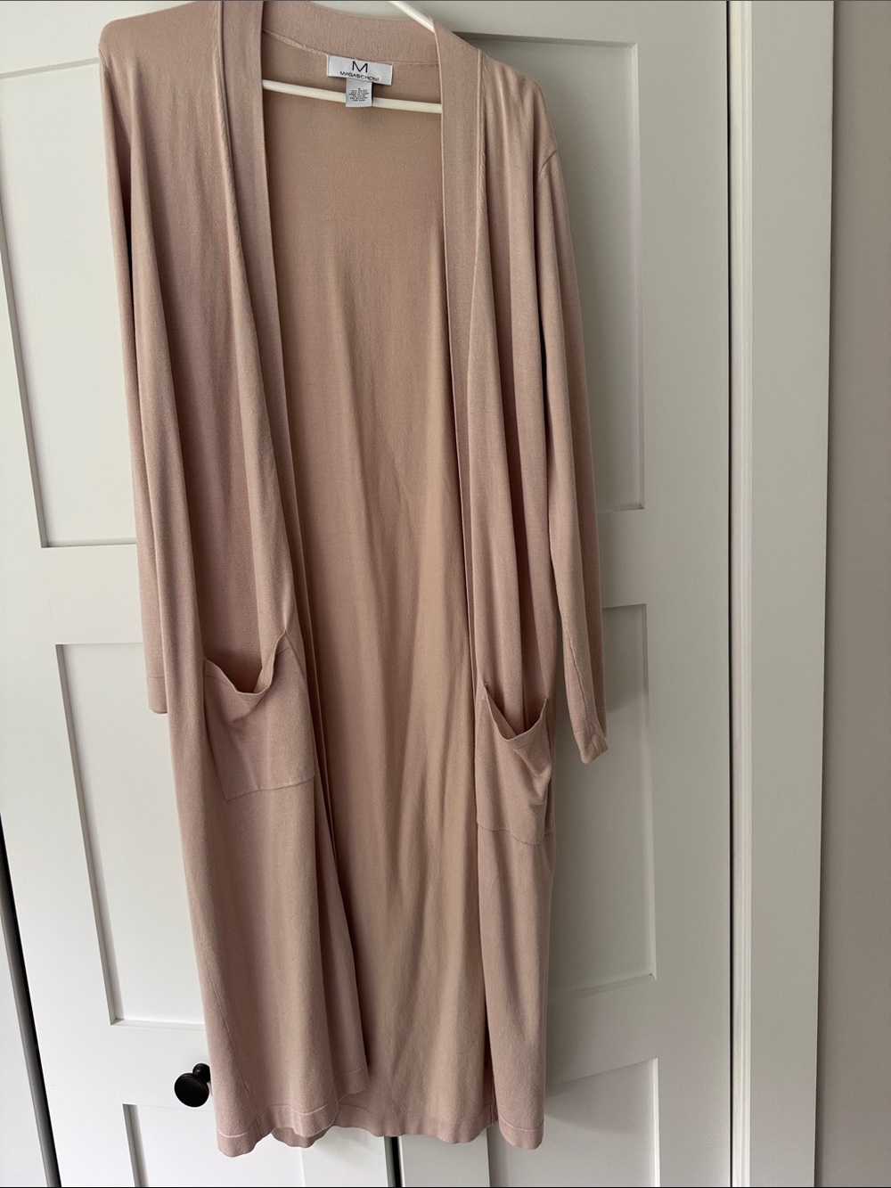 Magaschoni Blush Open-Front Lightweight Cardigan very long light weight sweater